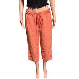 Pulp women mid rise tencel crop capris pants M